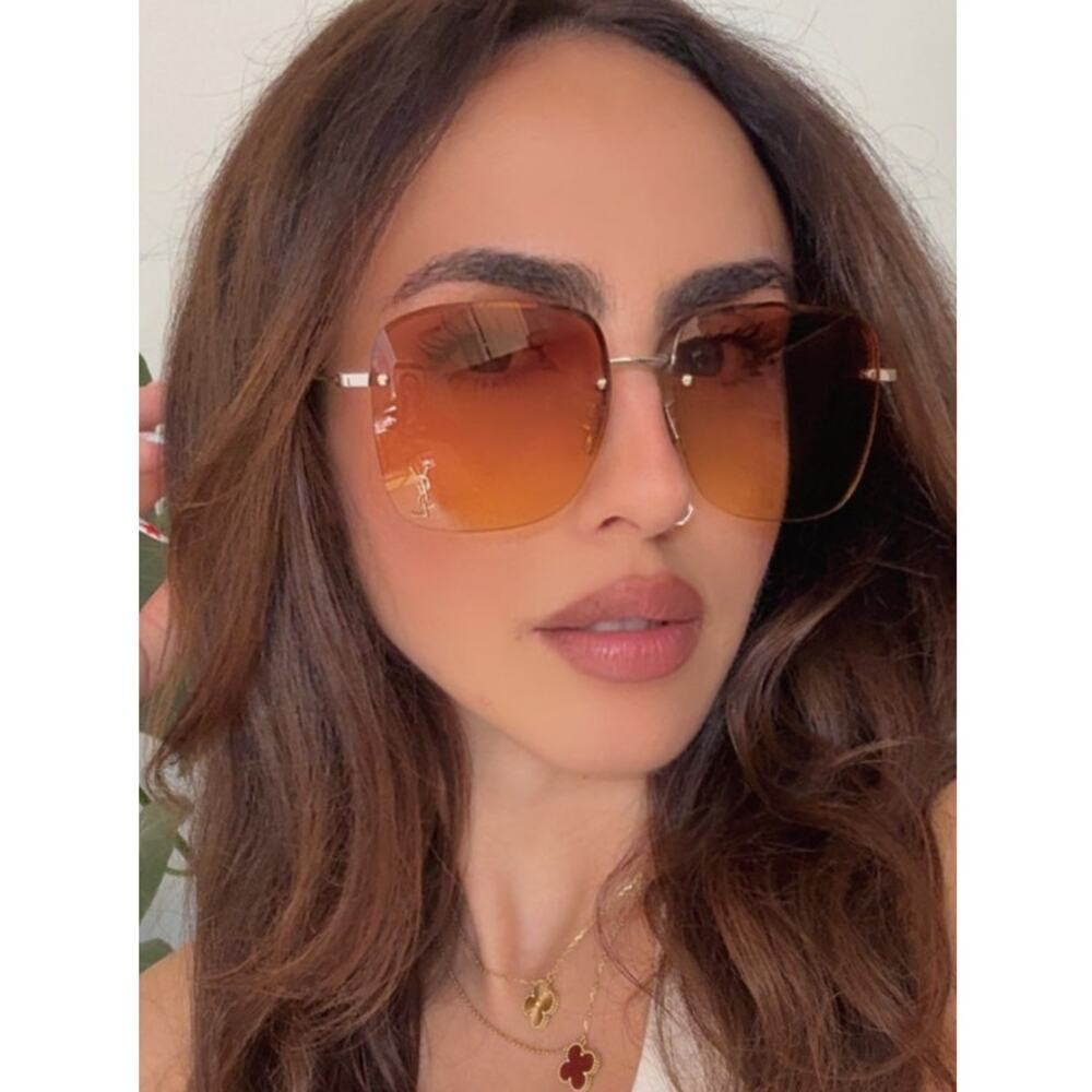 NEW Saint Laurent SL312M Rimless Square Sunglasses in Pink - Picture 2 of 8